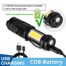 Mini Rechargeable LED Flashlight Use XPE + COB lamp beads 100 meters lighting distance Used for adventure; camping; etc.